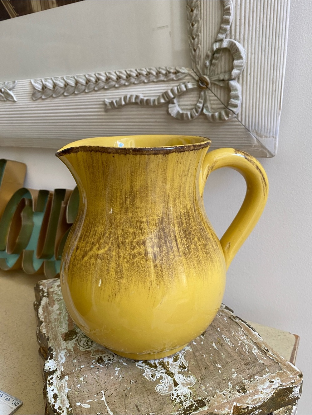 ITALIAN Golden Yellow Pottery Pitcher